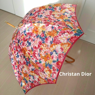 クリスチャン ディオール　傘　Dior 長傘　CD 傘　赤　花柄
