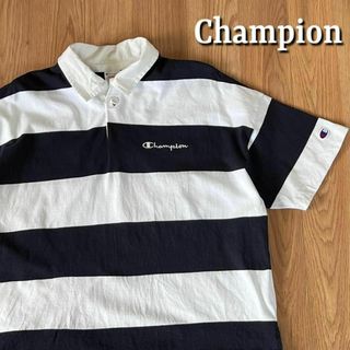 チャンピオン(Champion)のchampion チャンピオン ボーダー ポロシャツ ネイビー 白 XS 半袖(ポロシャツ)