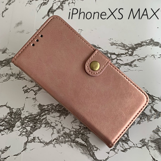 手帳型iPhoneXS MAX専用 ケースカバー ボタンゴールドピンク