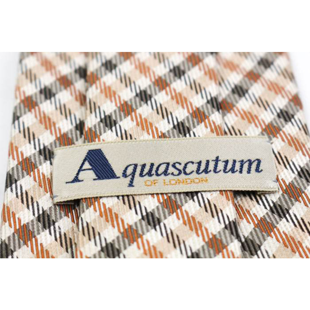 AQUA SCUTUM(アクアスキュータム)のアクアスキュータム ブランド ネクタイ チェック柄 格子柄 シルク 日本製 PO  メンズ ブラウン Aquascutum メンズのファッション小物(ネクタイ)の商品写真