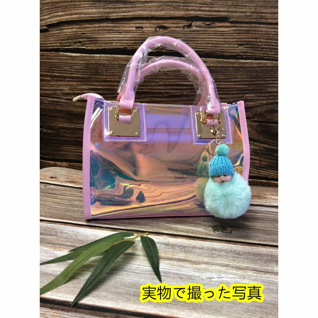 ピンククリアバッグ ポーチ付き鞄トートバッグ レディース ショルダーバッグ　新品 レディースのバッグ(ハンドバッグ)の商品写真