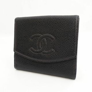 シャネル(CHANEL)のCHANEL / シャネル ◆ココ キャビアスキン コンパクトウォレット 二つ折り財布 ブラック 【財布/サイフ/ウォレット/wallet/コイン】 ブランド【中古】 [0220486548](財布)