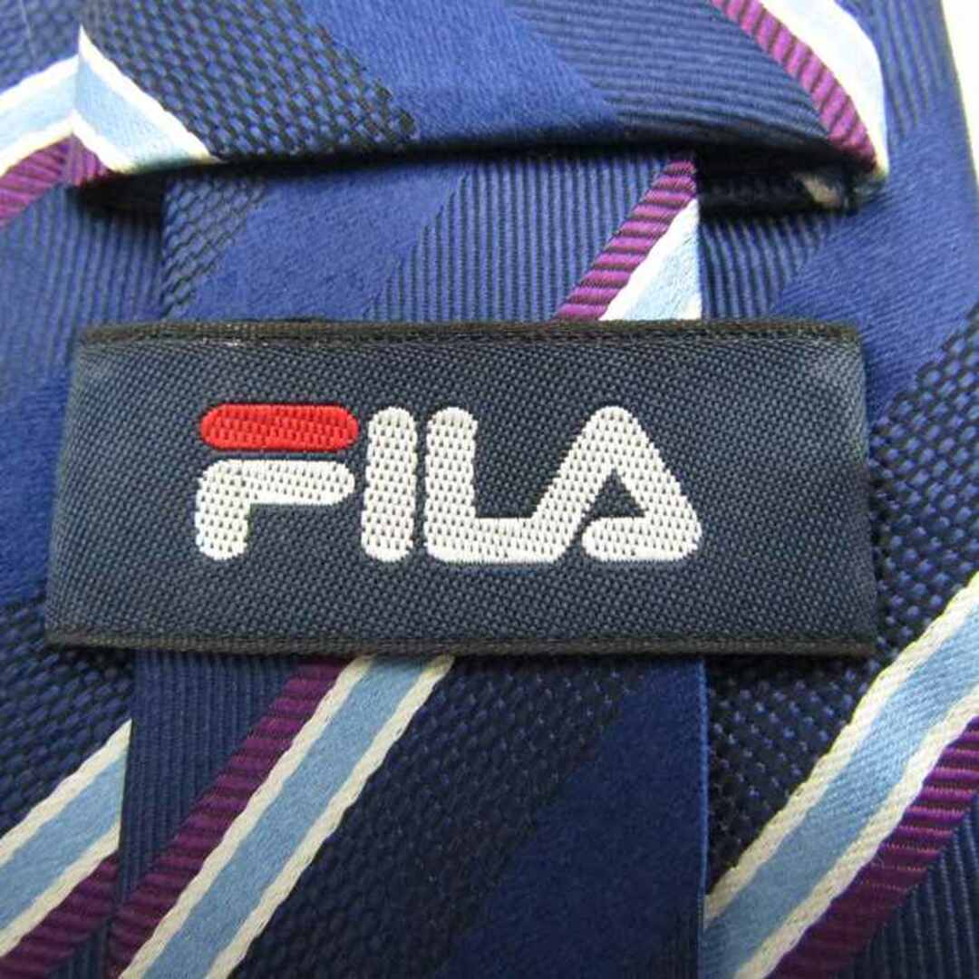 FILA(フィラ)のフィラ ブランド ネクタイ ストライプ柄 シルク PO  メンズ ネイビー FILA メンズのファッション小物(ネクタイ)の商品写真