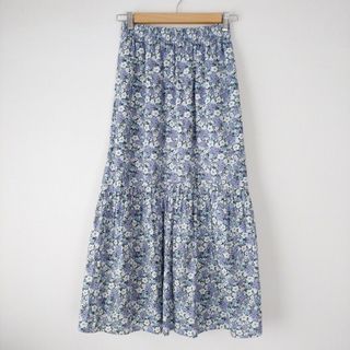 ユニクロ(UNIQLO)のUNIQLO Paul & JOE ティアードスカート 水色 花柄 S(ロングスカート)