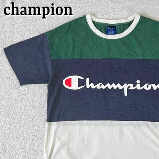 Champion - champion チャンピオン 切り替え Tシャツ ロゴ L