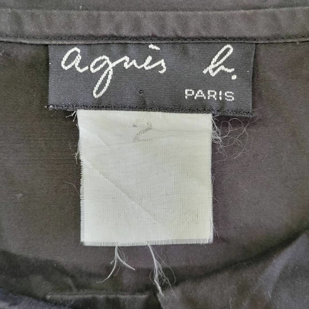 agnes b.(アニエスベー)のアニエスベー セーラーフリル BIGボタン 半袖 ブラウス 春夏 ブラック 2 レディースのトップス(シャツ/ブラウス(半袖/袖なし))の商品写真