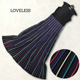 LOVELESS - ラブレス ✿ ロングワンピース S ブラック Aライン フレア 春夏 ピンタック