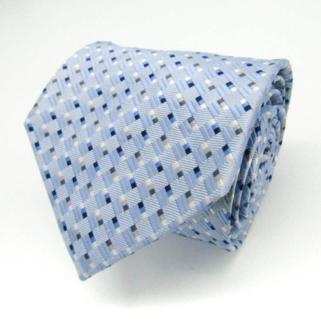 ユミ カツラ ブランド ネクタイ 格子柄 シルク PO  メンズ ブルー YUMI KATSURA メンズのファッション小物(ネクタイ)の商品写真