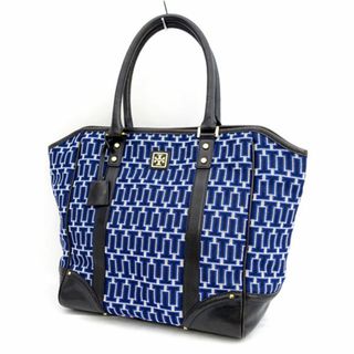 Tory Burch - TORY BURCH / トリーバーチ ■トートバッグ キャンバス レザー ネイビー ホワイト 【バッグ/バック/BAG/鞄/カバン】 ブランド【中古】 [0990013073]