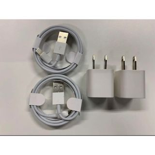 iPhone充電器ライトニングケーブル2本　USBアダプター2個　防水対策有り (バッテリー/充電器)