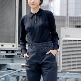 ユニクロ(UNIQLO)の新品　プラスJ +J ユニクロ シルクコットンニットポロシャツ（長袖）M (ニット/セーター)