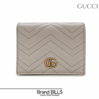 グッチ(Gucci)の未使用品 グッチ GGマーモント 二つ折り財布 コンパクトウォレット 466492 グレー ゴールド金具(財布)