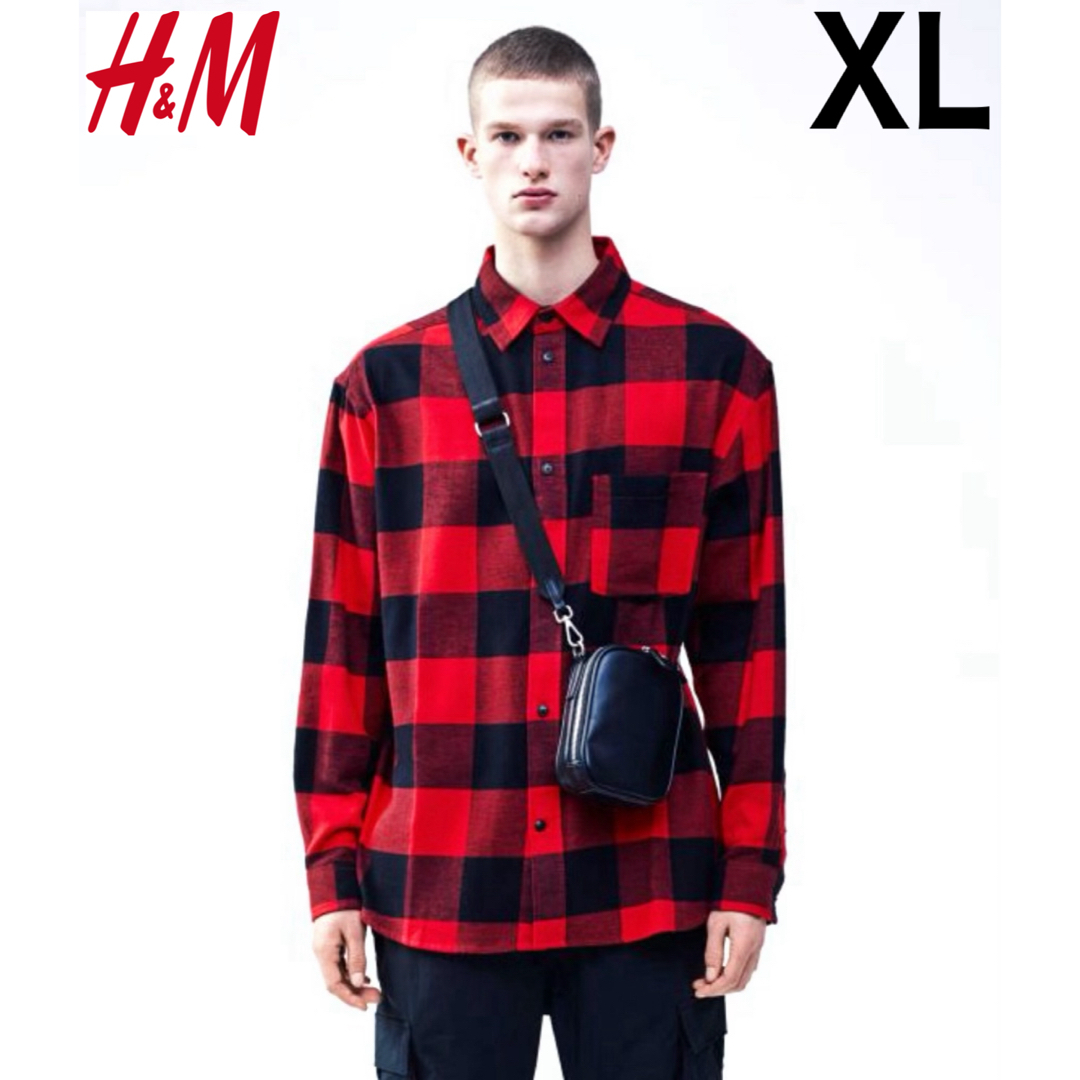 H&M(エイチアンドエム)の新品 H&M フランネル チェック シャツ レッド XL メンズのトップス(シャツ)の商品写真