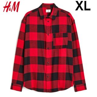 H&M - 新品 H&M フランネル チェック シャツ レッド XL