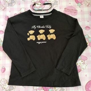 メゾピアノジュニア(mezzo piano junior)のメゾピアノジュニア　クマ柄　チョーカー付　長袖トップス　黒　140　S(Tシャツ/カットソー)