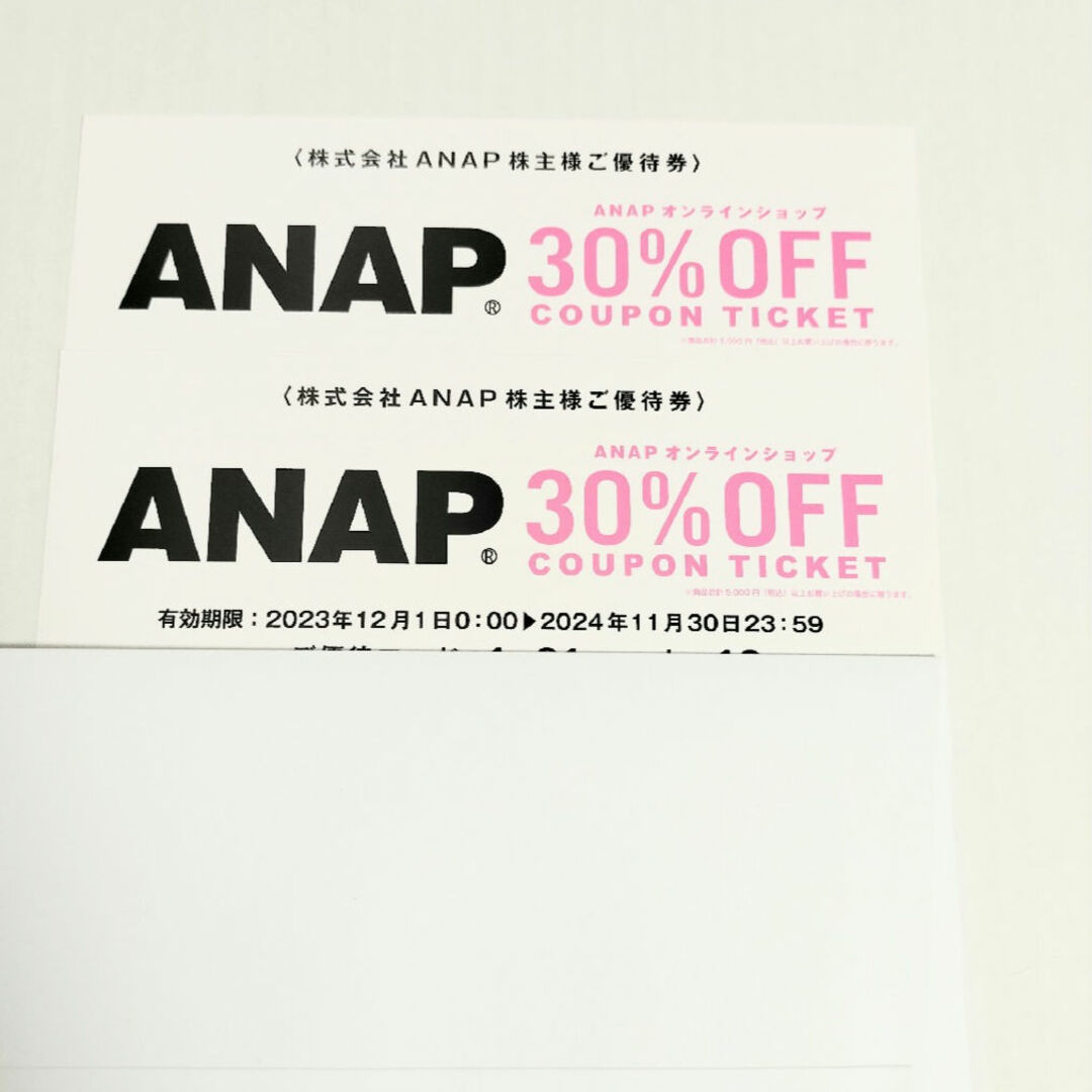 ANAP(アナップ)のANAP 株主優待  2枚セット チケットの優待券/割引券(ショッピング)の商品写真