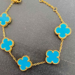 Four Leaf Clover Bracelet turquoise blue(ブレスレット/バングル)