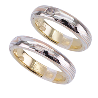 モクメガネヤ/杢目金屋 MOKUMEGANEYA リング 指輪 結婚指輪 ペアリング マリッジリング K18 シルバー コンビ(リング(指輪))