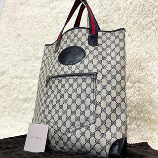 Gucci - 極美品　GUCCI  トートバッグ　シェリーライン　GGスプリーム　ネイビー