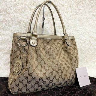 グッチ(Gucci)のGUCCI  トートバッグ　スーキー　GGキャンバス　レザー　ゴールド　大容量(トートバッグ)