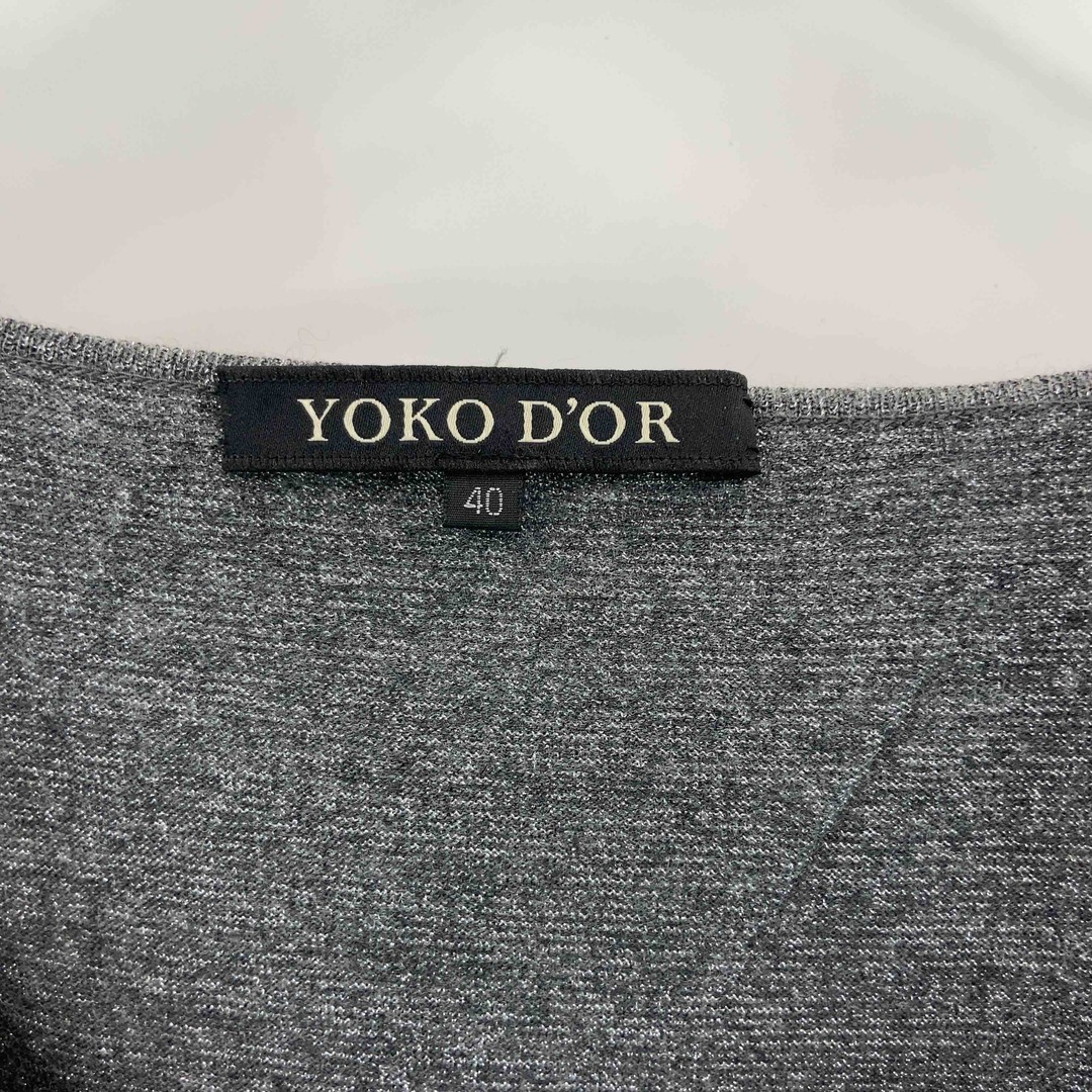 YOKO D'OR(ヨーコドール)のYOKO D'OR ヨーコドール レディース ニット/セーター カシミア 絹 グレー パフスリーブ 半袖ニット レディースのトップス(ニット/セーター)の商品写真