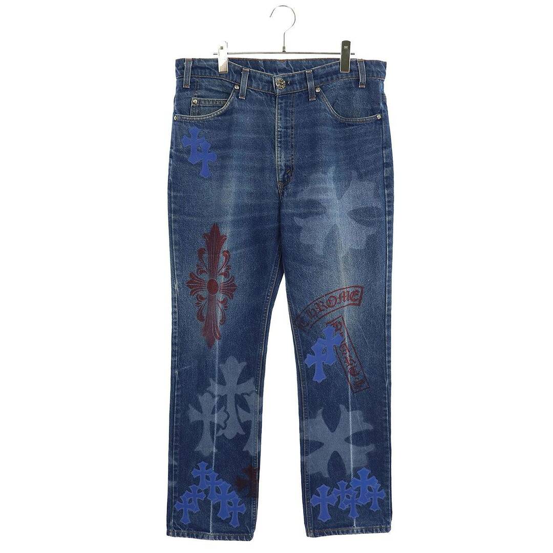 Chrome Hearts(クロムハーツ)のクロムハーツ ×リーバイス LEVI'S  STENCIL DENIM/ステンシル ペイントデザインクロスパッチ付きデニムパンツ メンズ 33インチ メンズのパンツ(デニム/ジーンズ)の商品写真