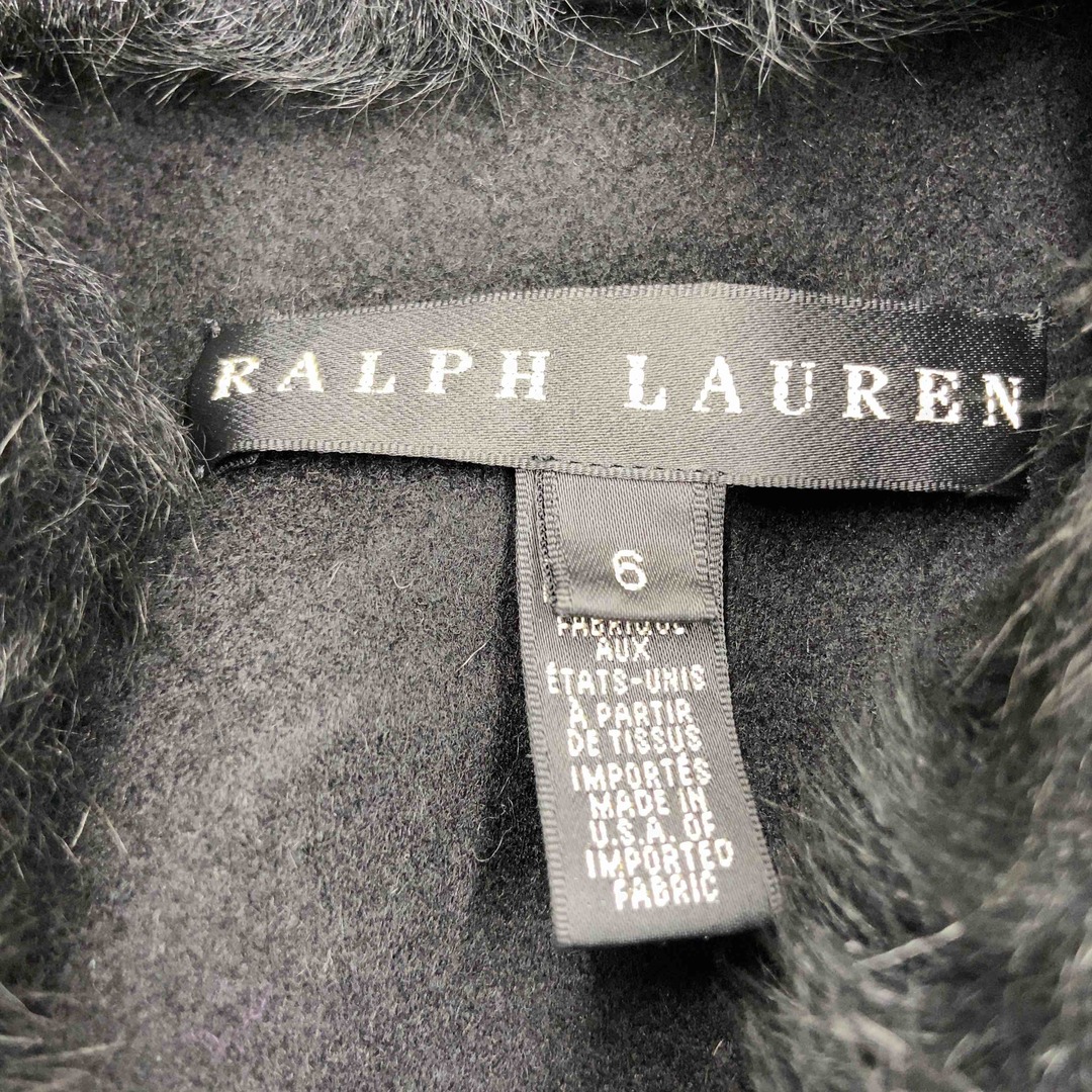 Ralph Lauren(ラルフローレン)のRALPH LAUREN ラルフローレン レディース チェスターコート ファー付き 羊 ロングコート ブラック レディースのジャケット/アウター(チェスターコート)の商品写真