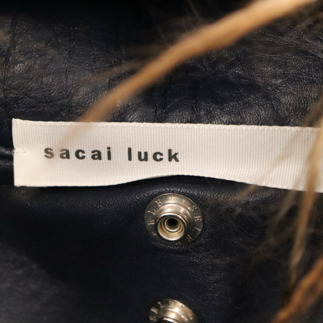 sacai luck(サカイラック)のsacai luck サカイ ラック 15AW ファー キルティングライナー付き レザー ライダースジャケット ネイビー レディース 15AWLU1018 レディースのジャケット/アウター(ライダースジャケット)の商品写真