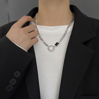 メンズ ネックレス チェーン 韓国 ファッション アクセサリー 海外 シルバー(ネックレス)