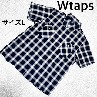 ダブルタップス(W)taps)のWtaps ダブルタップス　半袖チェックシャツ　サイズL  ブラック(シャツ)