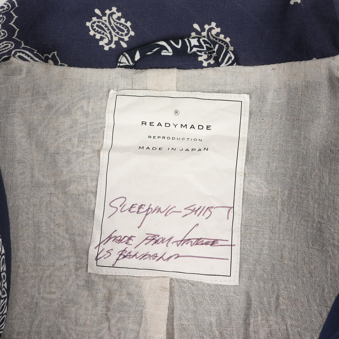 READYMADE(レディメイド)のREADYMADE レディメイド シャツ サイズ:2 ヴィンテージ バンダナ リメイク スリーピングシャツ Sleeping Shirt ネイビー 紺 トップス パジャマシャツ カジュアルシャツ【メンズ】【中古】 メンズのトップス(シャツ)の商品写真