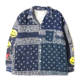 レディメイド(READYMADE)のREADYMADE レディメイド シャツ サイズ:2 ヴィンテージ バンダナ リメイク スリーピングシャツ Sleeping Shirt ネイビー 紺 トップス パジャマシャツ カジュアルシャツ【メンズ】【中古】(シャツ)