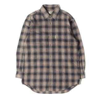 Aquascutum アクアスキュータム シャツ サイズ:M チェック ヘリンボーン フランネル 長袖シャツ アーカイブ Y2K OF LONDON グレー ブラウン 日本製 トップス カジュアルシャツ【メンズ】【中古】(シャツ)