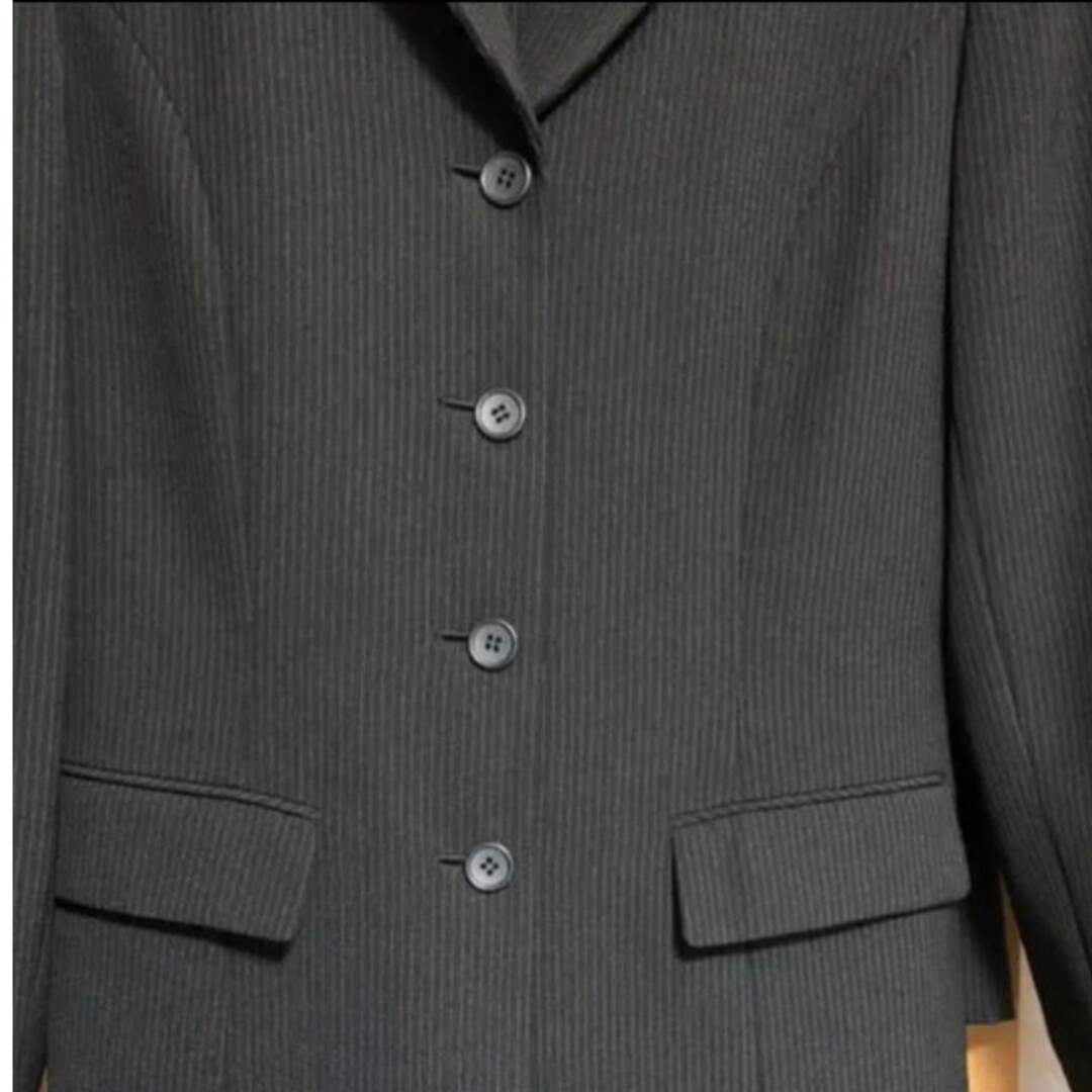 スーツ 三点セット 11号 黒ストライプ レディースのフォーマル/ドレス(スーツ)の商品写真