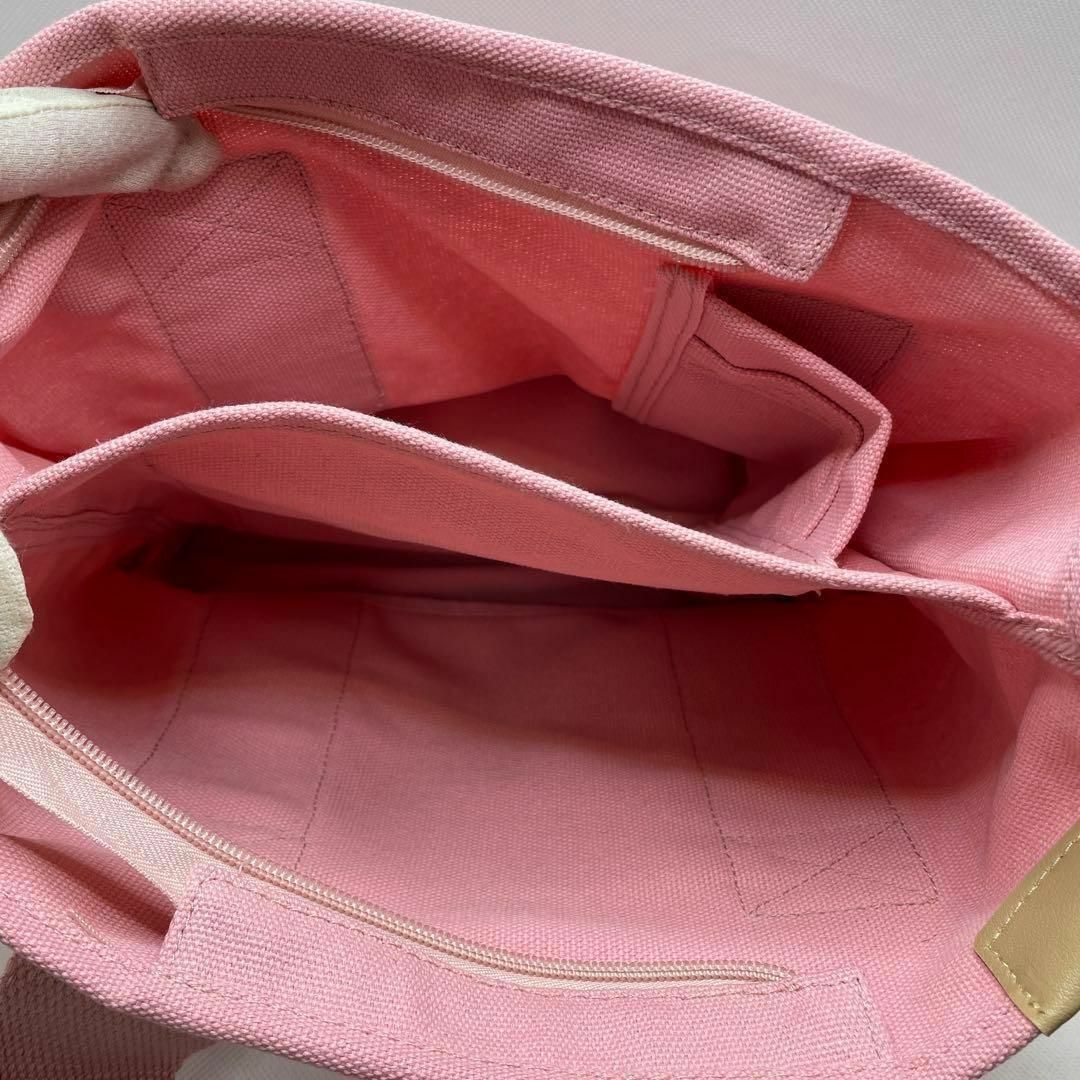 【新品】ミニトートバッグ　ピンク　キャンバス地　多収納　　大容量　無地 レディースのバッグ(トートバッグ)の商品写真