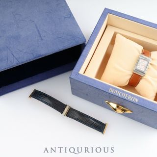 ブシュロン(BOUCHERON)のBOUCHERON ブシュロン REFELET リフレ AH30172 クォーツ SS/GP  革 ホワイト文字盤(腕時計)