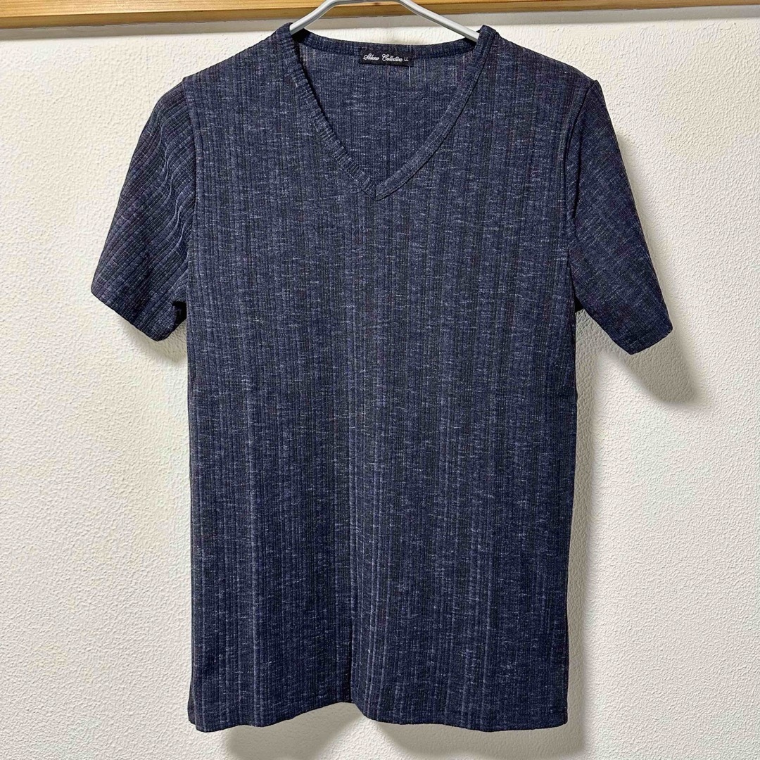 メンズ Tシャツ 3枚セット テレコ柄 ストライプ 模様 LLサイズ Vネック メンズのトップス(Tシャツ/カットソー(半袖/袖なし))の商品写真