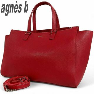 アニエスベー(agnes b.)のアニエスベー トートバッグ 2way ショルダーバッグ 赤 レッド シルバーロゴ(ハンドバッグ)