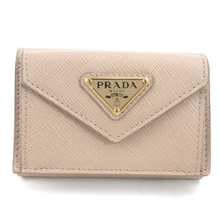 プラダ(PRADA)のプラダ PRADA 三つ折り財布 レザー ベージュ レディース 1MH021 送料無料【中古】 h30245f(財布)