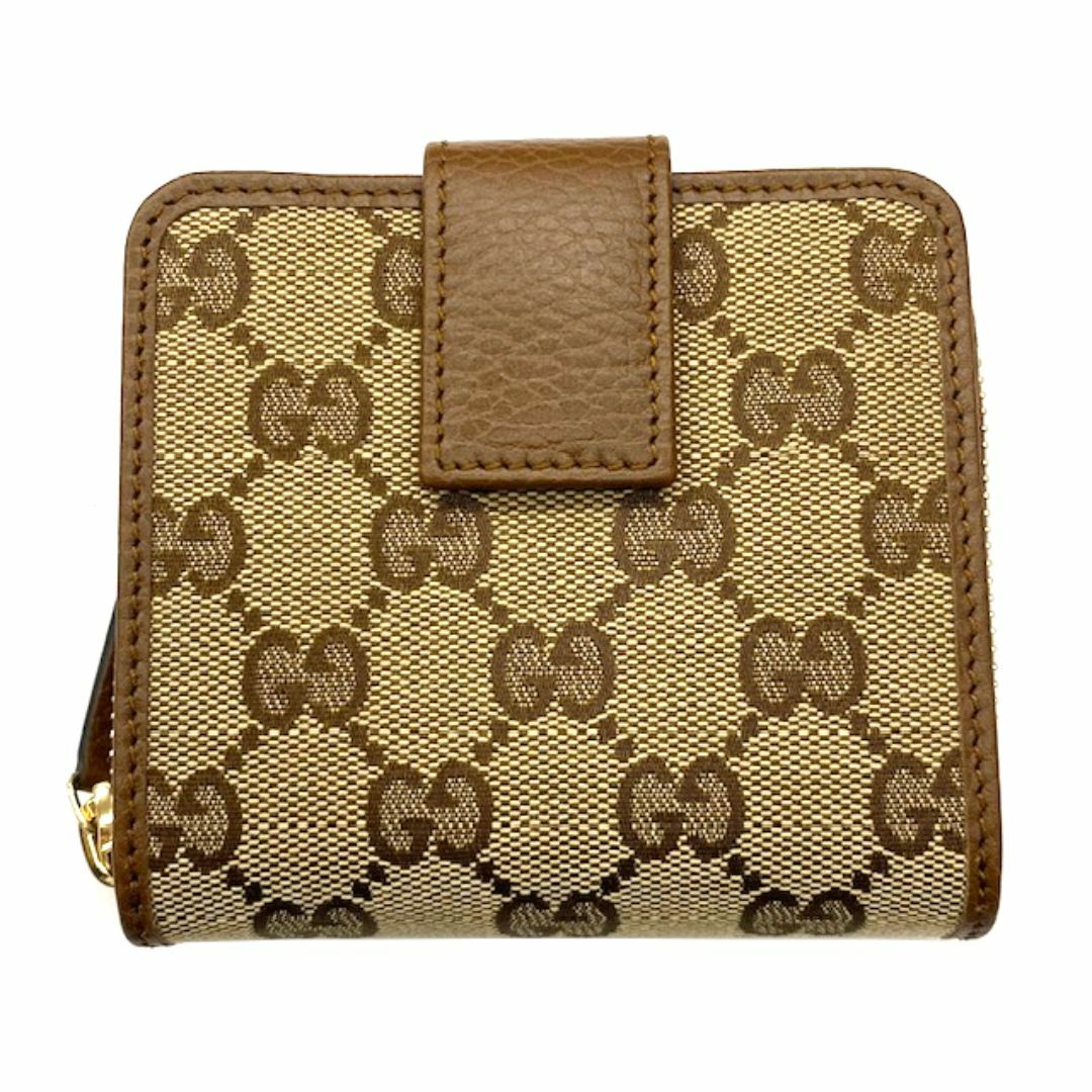 Gucci(グッチ)のGUCCI グッチ 二つ折り財布 ＧＧキャンバス ブラウン ３４６０５６ アウトレット レディースのファッション小物(財布)の商品写真