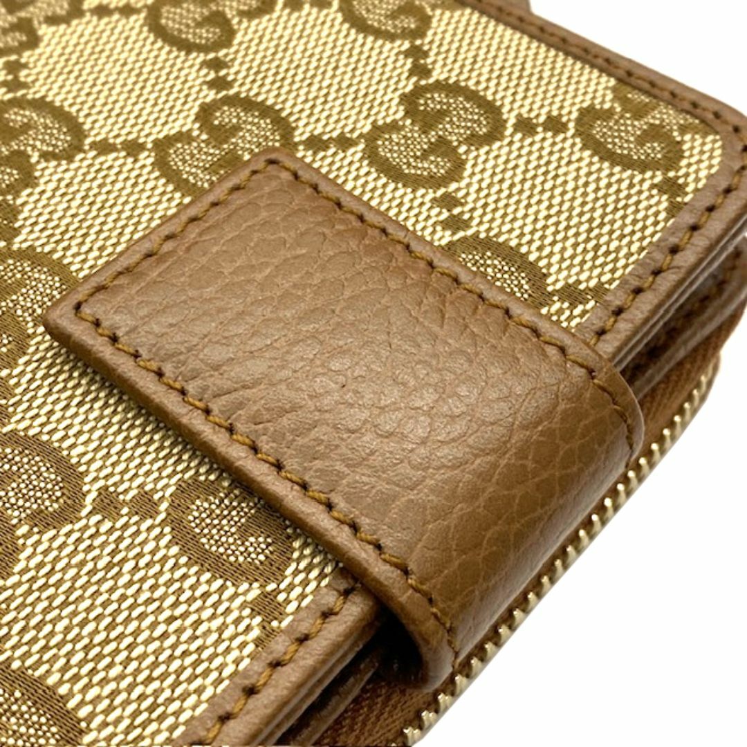 Gucci(グッチ)のGUCCI グッチ 二つ折り財布 ＧＧキャンバス ブラウン ３４６０５６ アウトレット レディースのファッション小物(財布)の商品写真