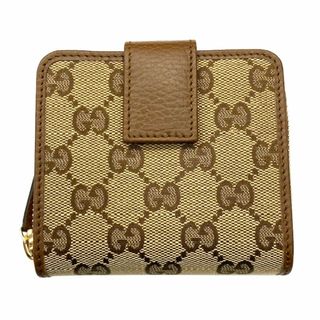 グッチ(Gucci)のGUCCI グッチ 二つ折り財布 ＧＧキャンバス ブラウン ３４６０５６ アウトレット(財布)