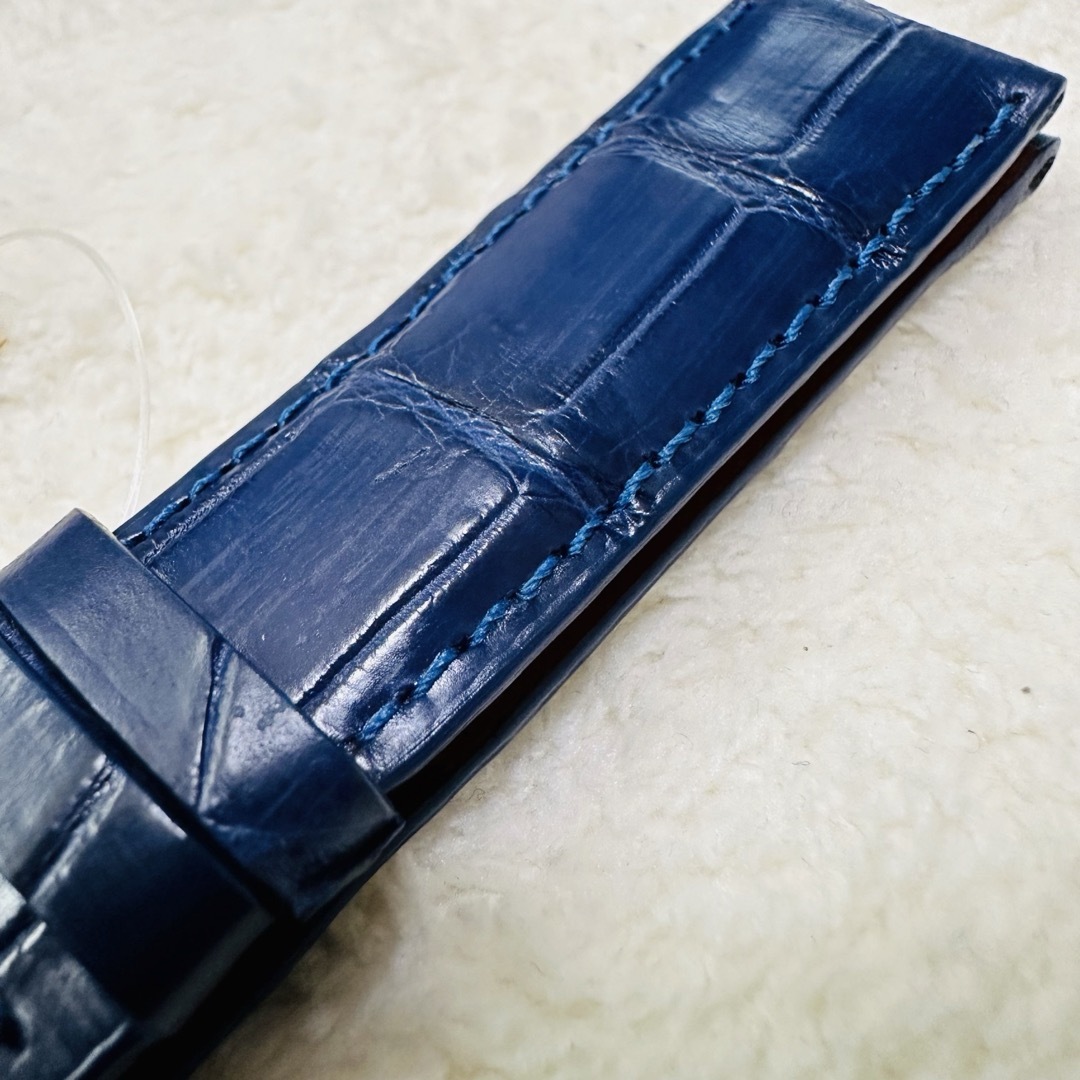 4378#20mm-18mmダークブルー★本物クロコダイル腕時計用ベルト メンズの時計(レザーベルト)の商品写真