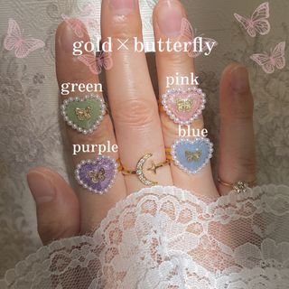 gold×butterfly(pink)(リング)