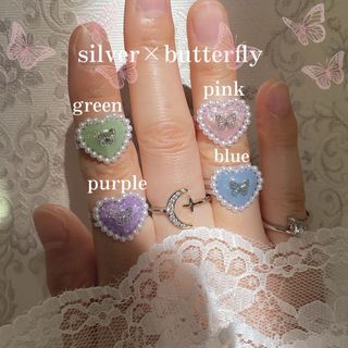 silver×butterfly(pink)(リング)