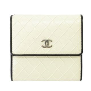 CHANEL - シャネル ビコローレ 三つ折り財布 Wホック ココマーク アイボリー