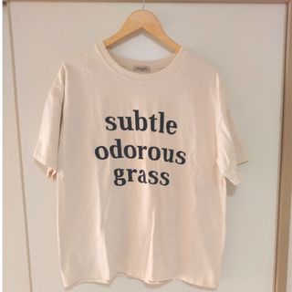 SM2 サマンサモスモス 刺繍ロゴTシャツ フリーサイズ オフホワイト×ネイビー