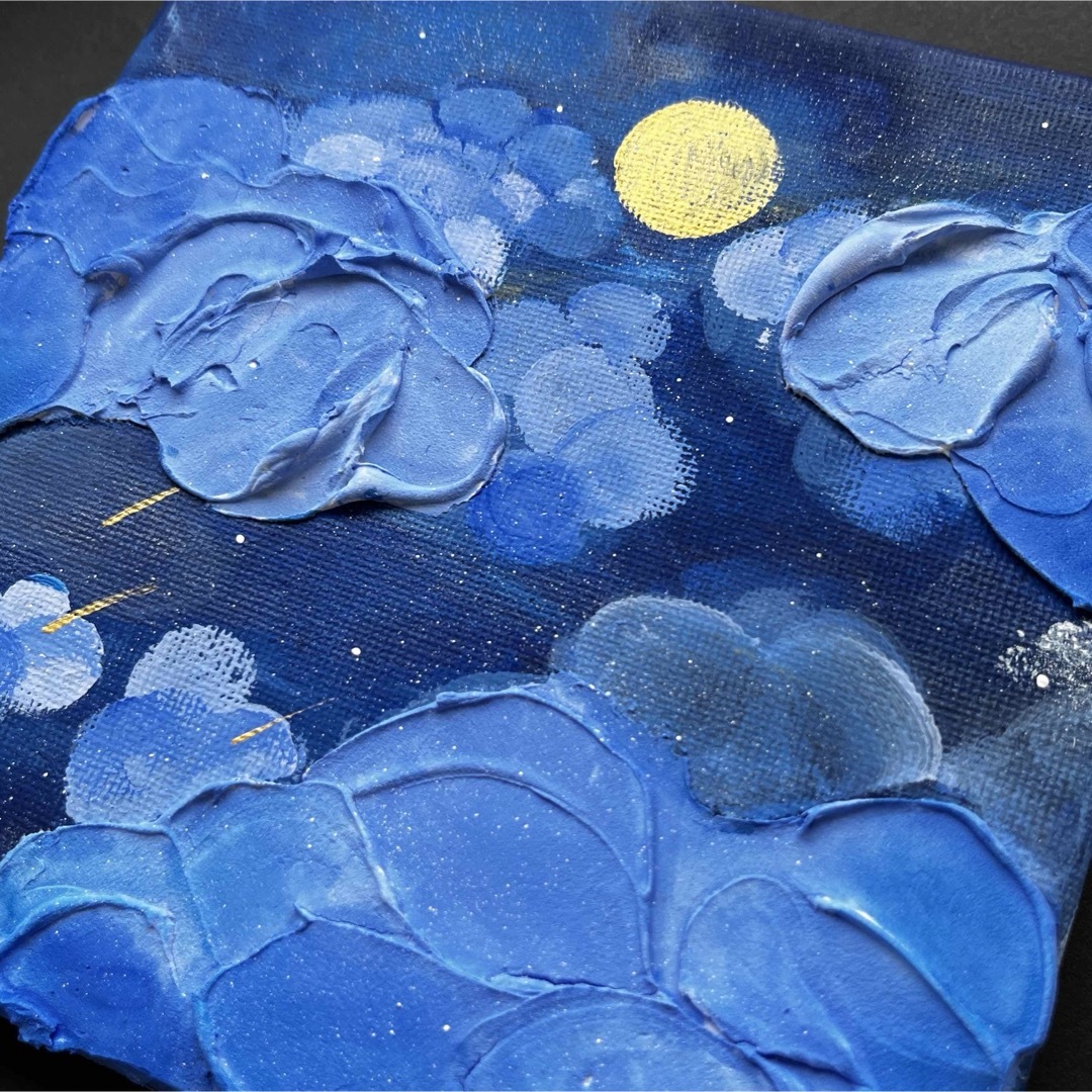 テクスチャーアート・アクリル画「星降る夜に」原画販売 ハンドメイドのインテリア/家具(アート/写真)の商品写真
