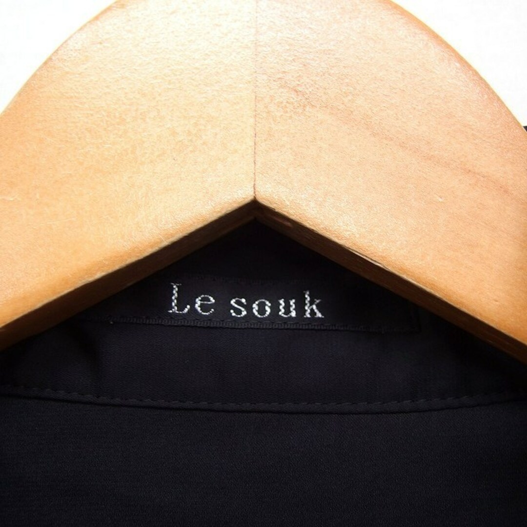 Le souk(ルスーク)のルスーク Le souk 長袖 シャツ ブラウス 無地 大きいサイズ 44 黒 レディースのトップス(シャツ/ブラウス(長袖/七分))の商品写真