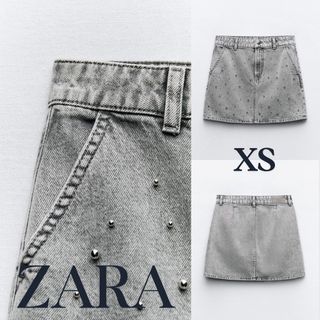 ザラ(ZARA)のZARA　ザラ　Z1975 フェイクパール デニム ミニスカート　XS(ミニスカート)